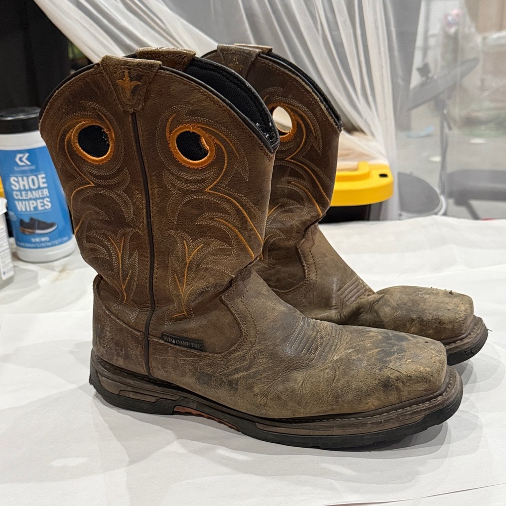 Dan Post Brown Western Boots with Orange Accents